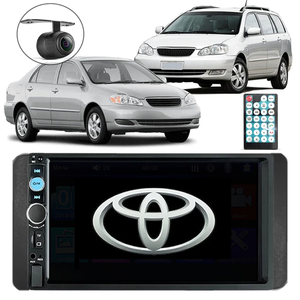 KIT MULTIMÍDIA MP5 7POL P/ COROLLA 2003 2004 2005 2006 2007 + MOLDURA + CAMERA DE RÉ BRINDE OFERTA!