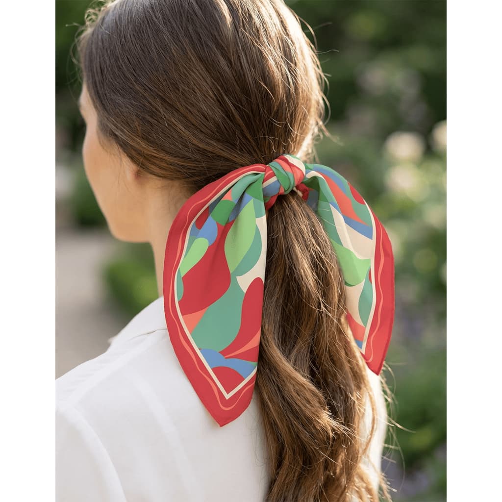 Mini Lenço Feminino Cetim 45x45 cm Quadrado Pequeno Cabelo Bolsa Color Flow Multi Colorido
