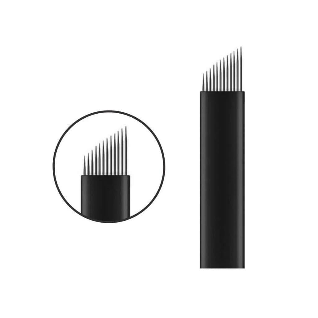 kit 10 lâminas nanoblading micro tebori 14 16 18 chanfrada 0,18mm sobrancelha micropigmentação