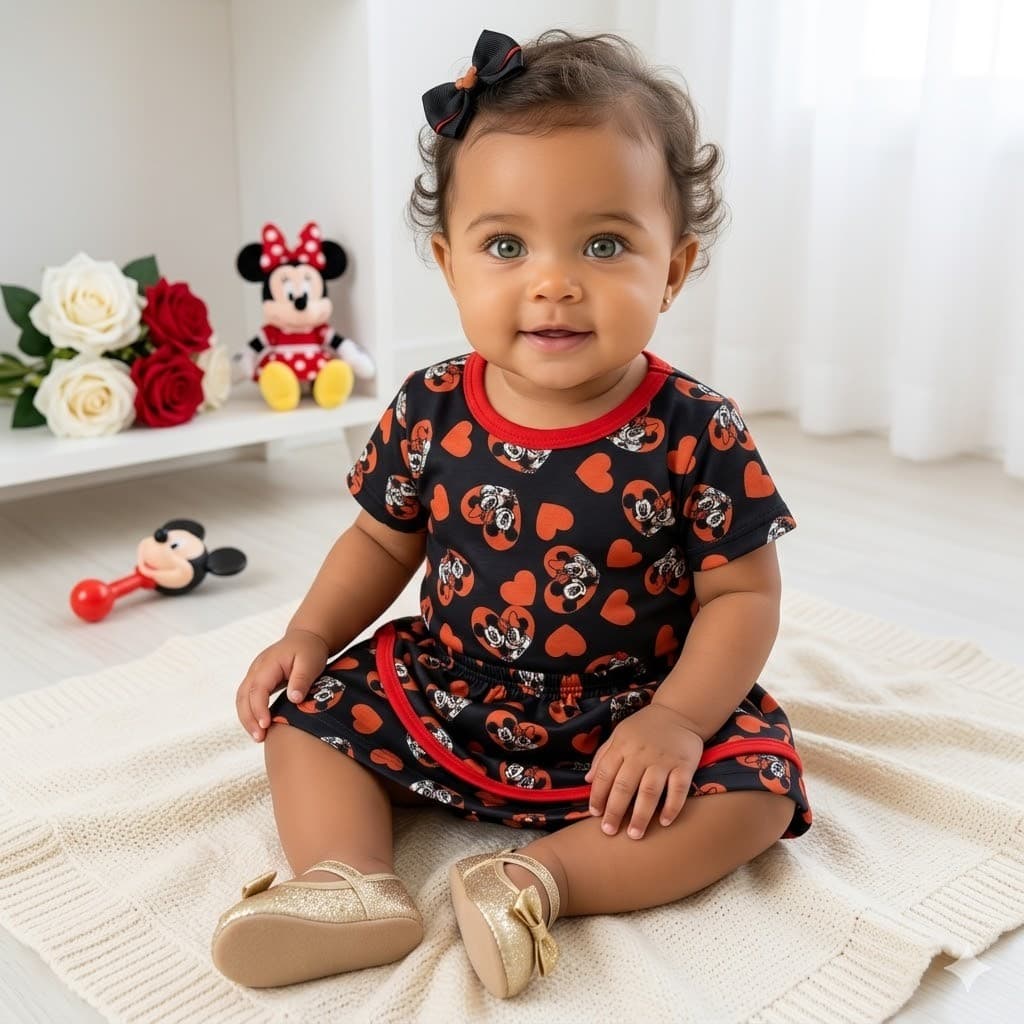 Conjunto minnie bebê menina roupinhas infantil cropped short saia conjunto verão mêsversário