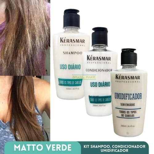 Kit Shampoo Condicionador   Linha Profissional Kérasmar Uso Diário 250ml