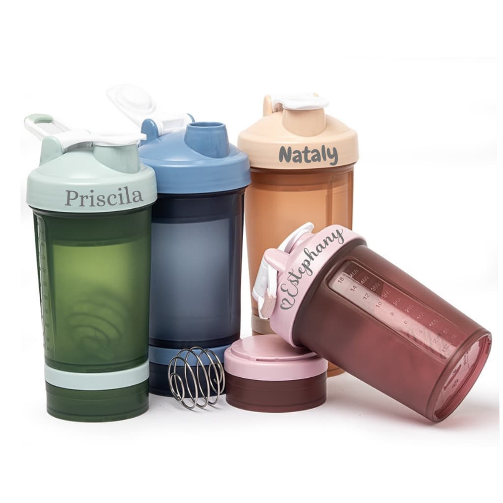 Coqueteleira Personalizada 500ml Academia Mixer Corrida Compartimentos