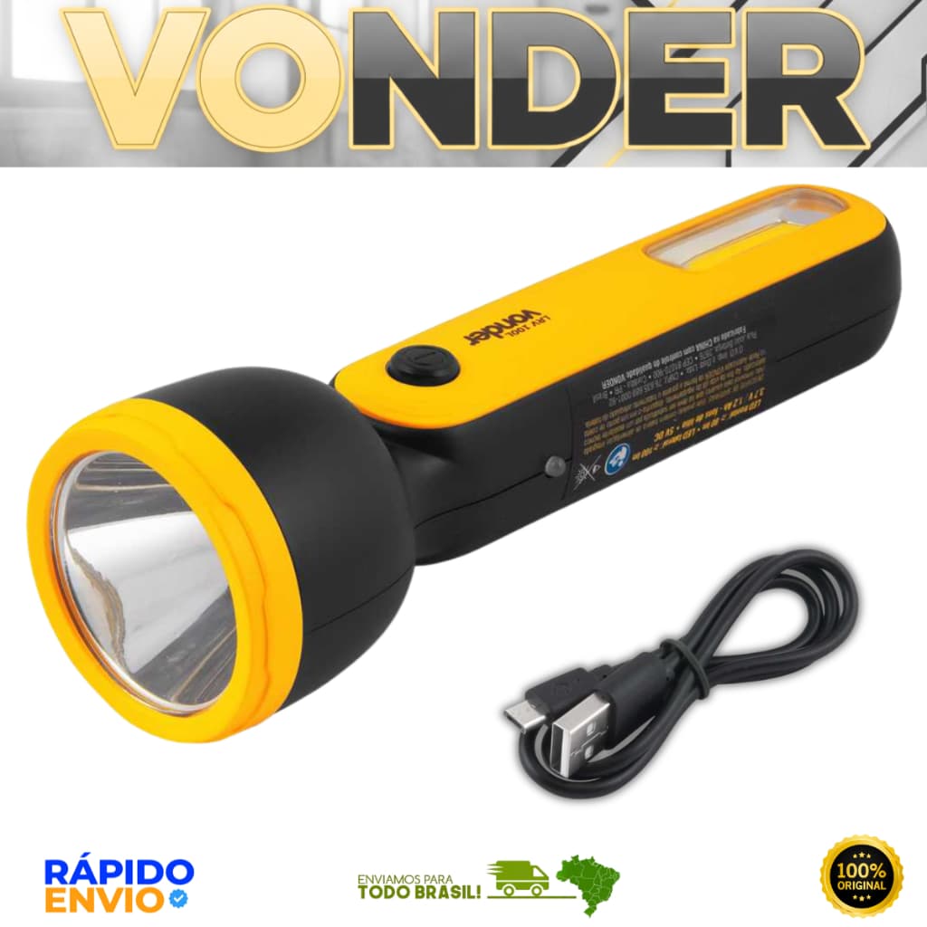 Lanterna Recarregável Com Led Super Potente Original Vonder Resistente Oferta Premium Original