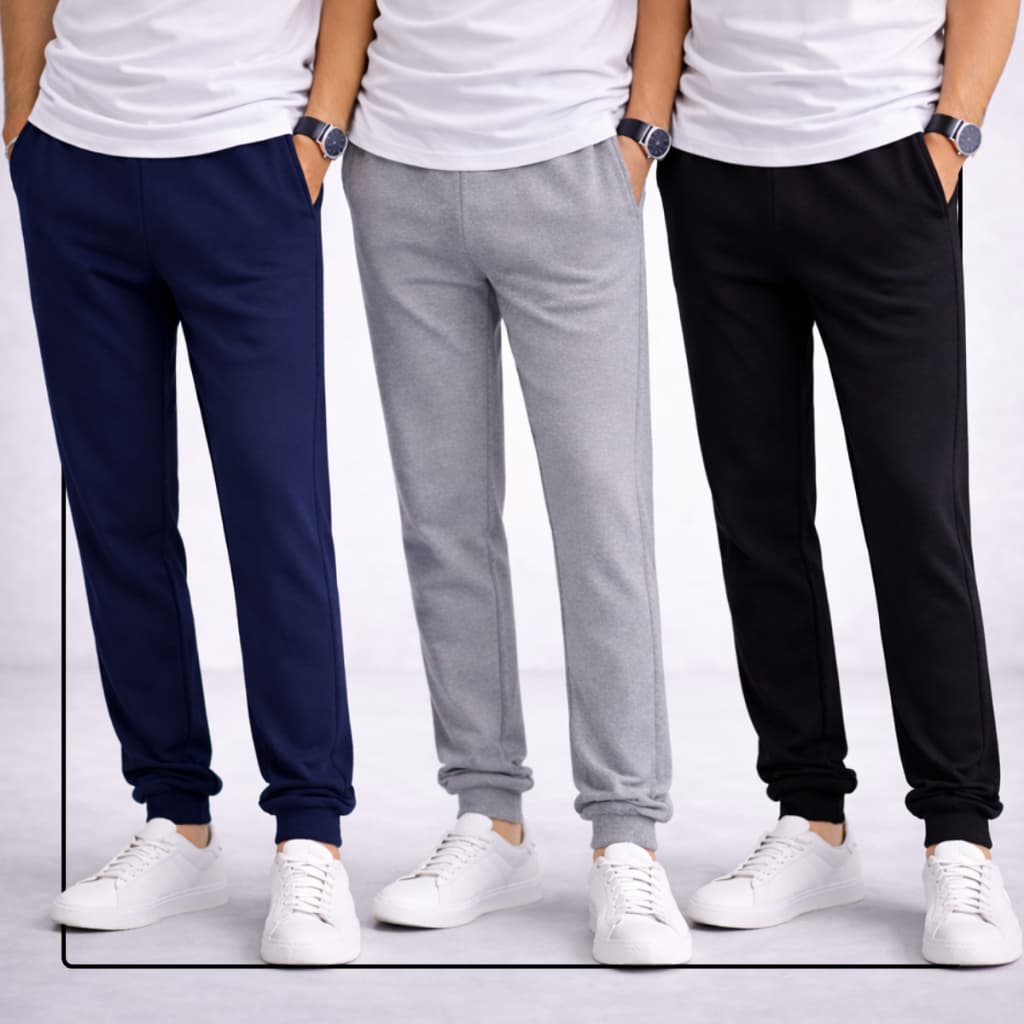 Kit 3 Calça Moletom Masculina Jogger Com Punho