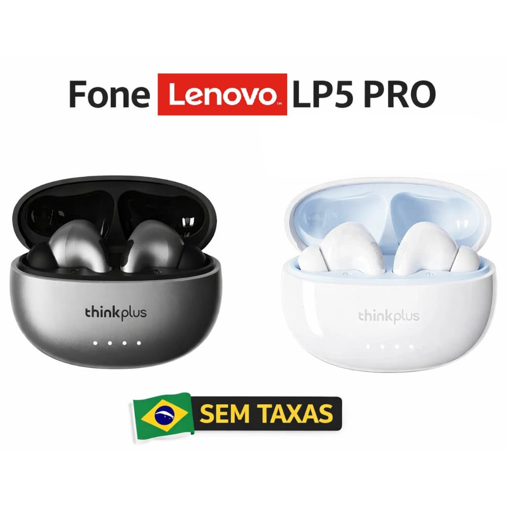 Lenovo LP5 PRO Fone Bluetooth 5.4 TWS Original | Grave Forte + Hi-Fi | Gamer | Bateria Longa | Android/iOS