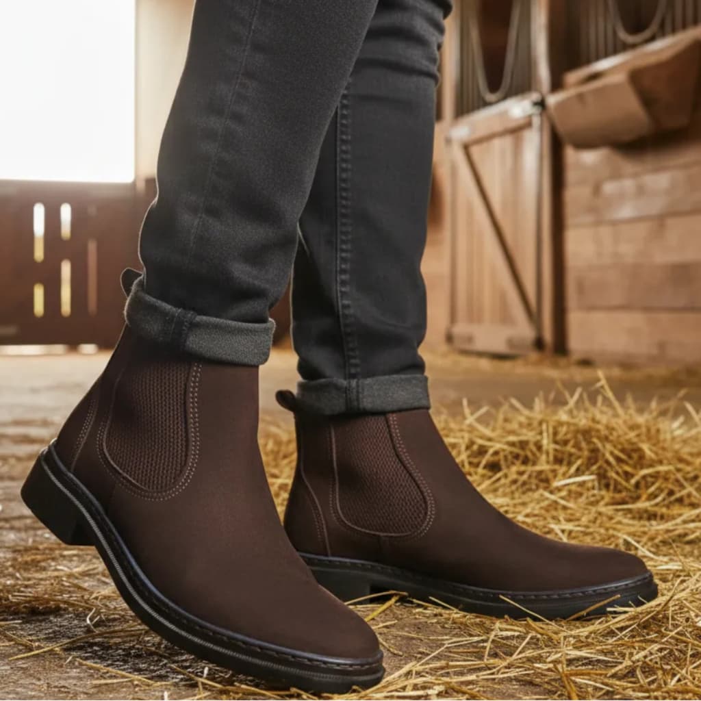 Bota Chelsea Masculina Cor Marrom Café Couro Nobuck Legitimo Marca Campolina Botina Estilo Jovem Country Social 3465