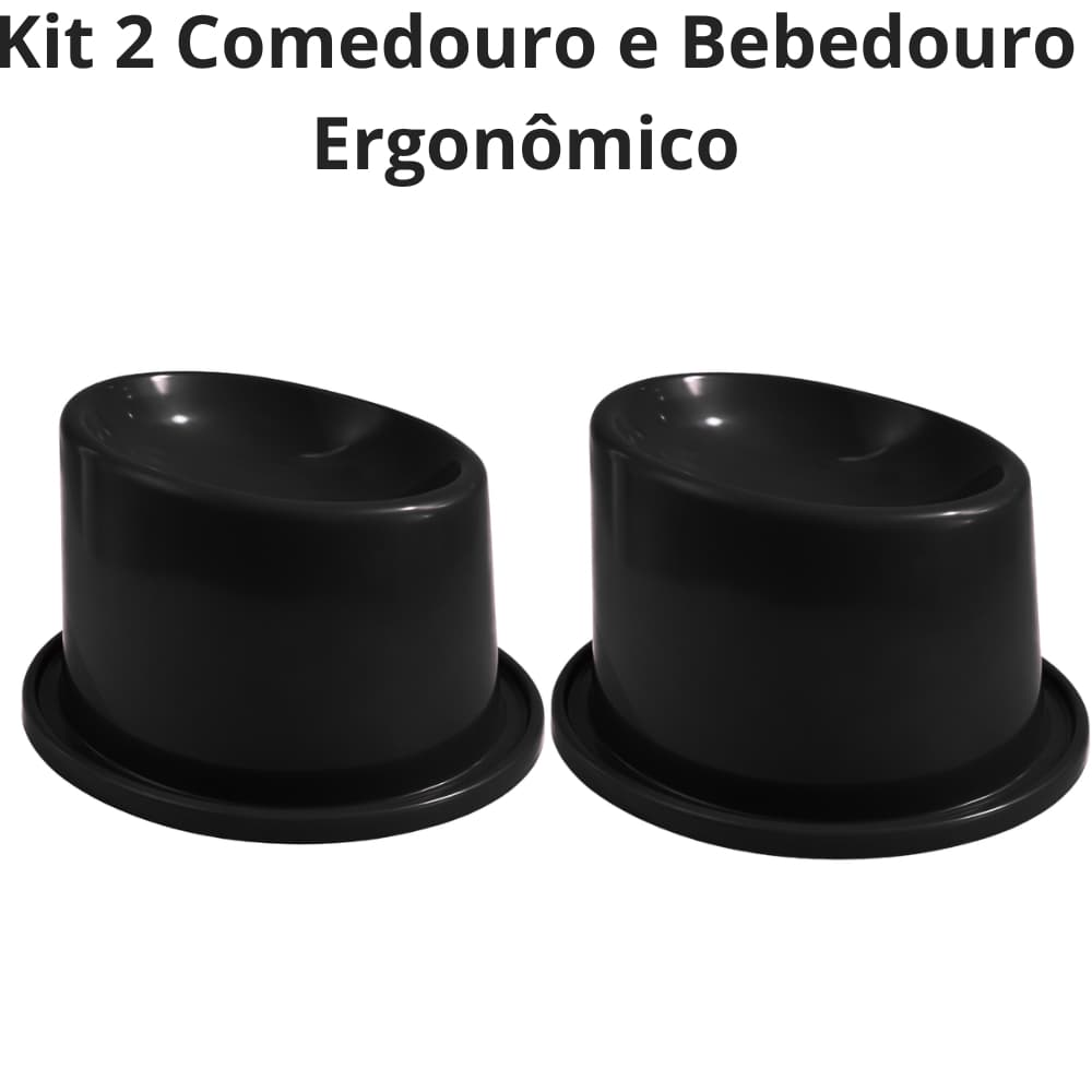 Kit 2 Potes Comedouro para Gatos Ergonômico Plástico Elevado Kit 2 Anti Formiga Anti Refluxo Ração