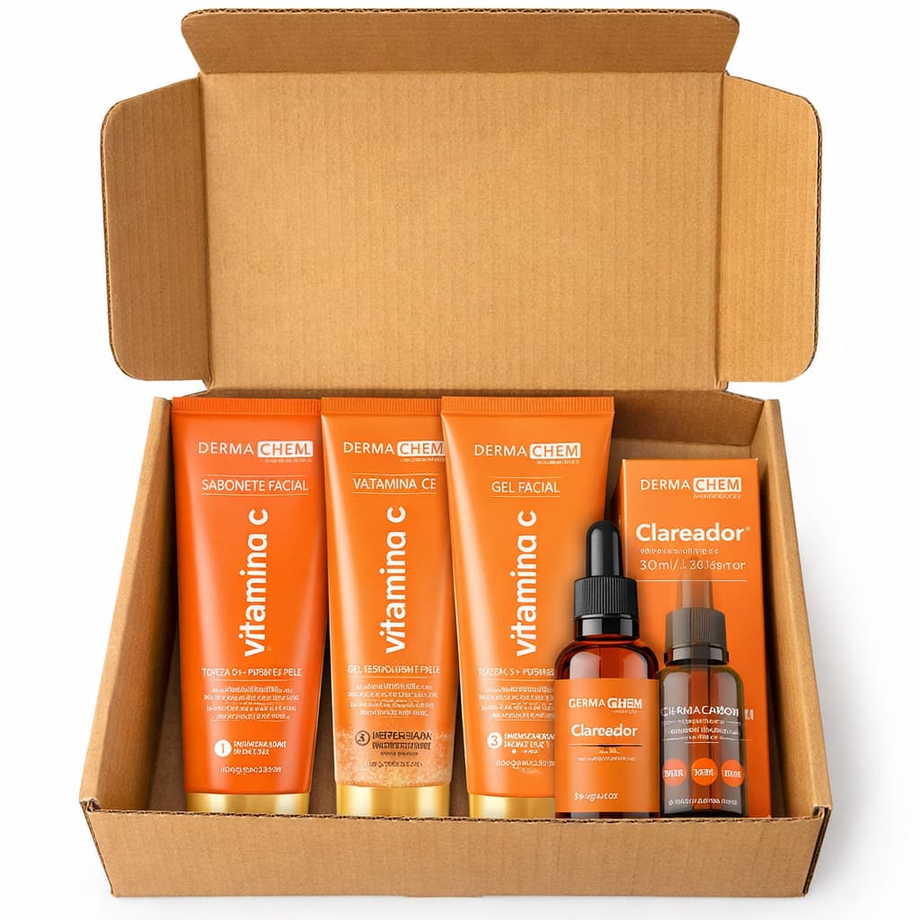 Kit Facial Skin Care Vitamina C Clareador facial Anti Rugas Pele Lisinha Dermachem