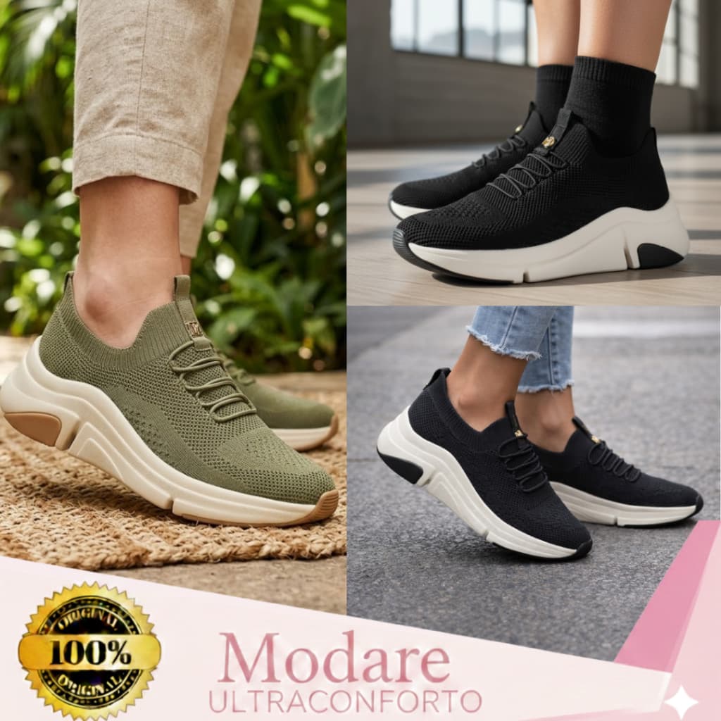 Tênis Modare Feminino Ultraconforto Ortopédico Calce Fácil Chunky Slip On Academia Original