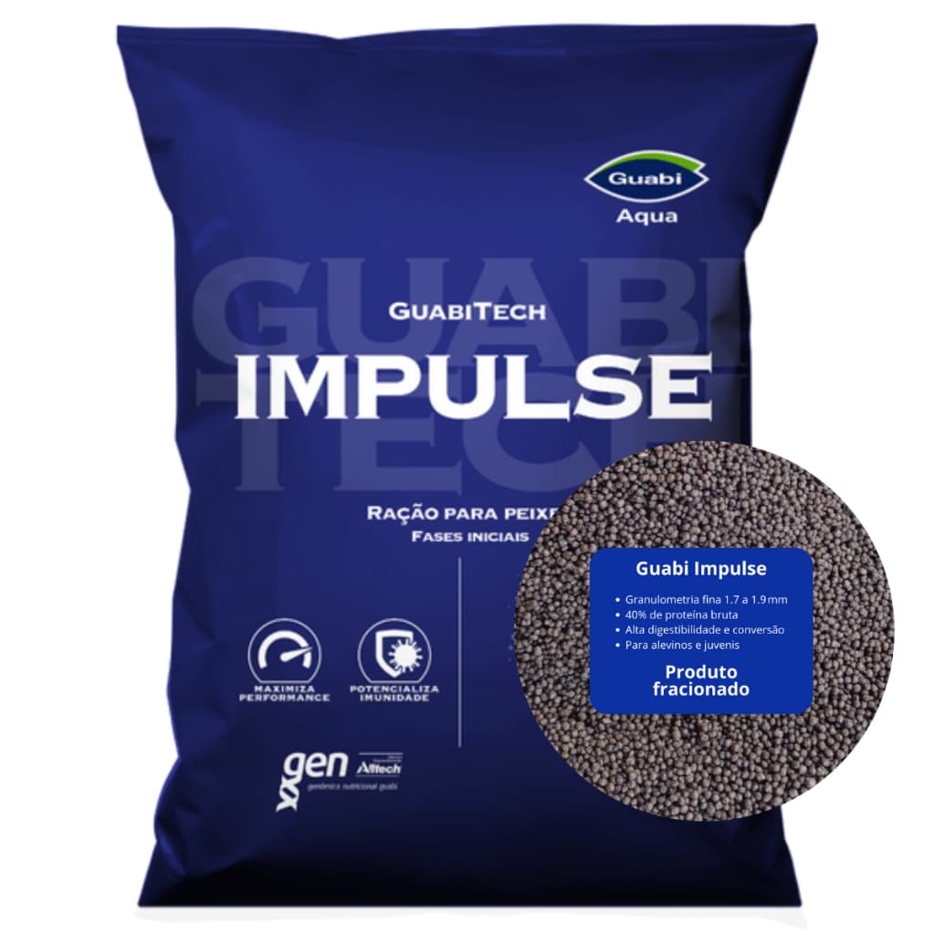 Ração Para Peixes Guabi Impulse 40% 1,7 a 1,9mm a Granel Alevinos Tilápia Carpas Kinguios Massa P/ Pesca