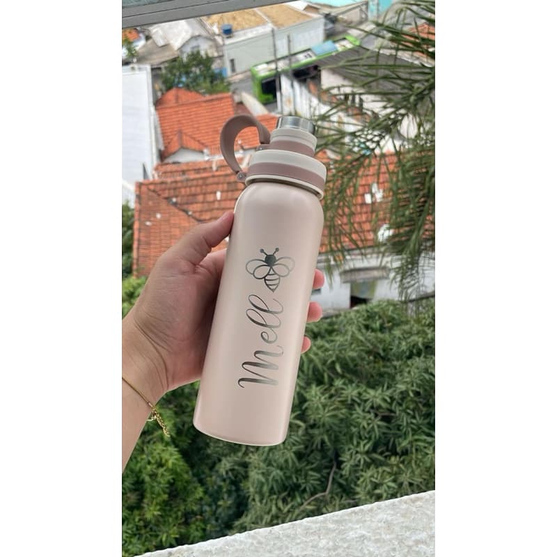Garrafa Inox 800ml Personalizada com Nome – Tampa com Alça - Presente Criativo