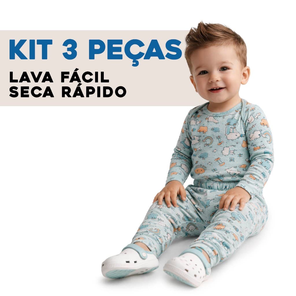 Kit Body Bebê 3 Peças – Lava Fácil Seca Rápido Prático para o Dia a Dia Trocas Rápidas