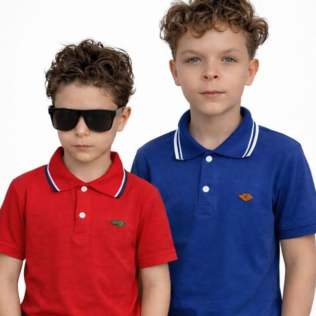 Kit 2 Camisetas Gola Polo Infantil 100% Algodão Para Menino Criança Cores Vivas