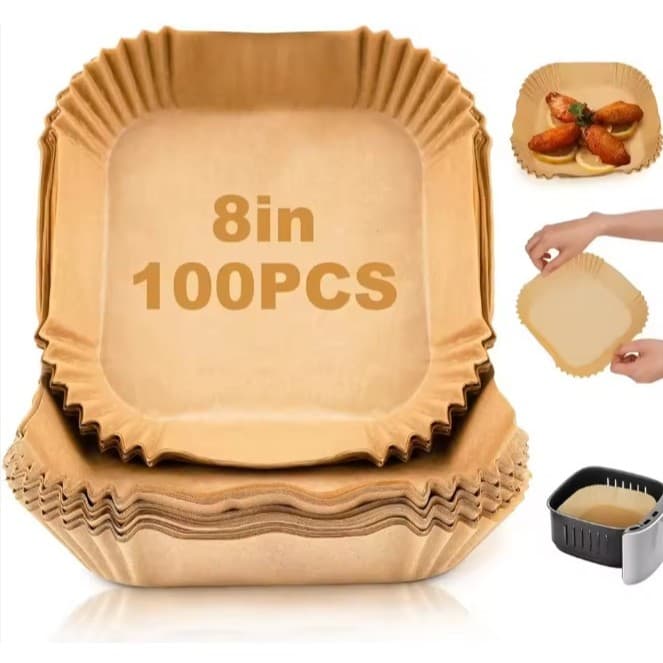 Formas Descartáveis GRANDE 100 Unidades Para Air Fryer em Papel Forneavél Para Fornos e Microondas