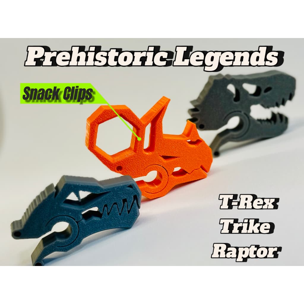 Kit Clips de Fechamento Dinossauro 3D – Prendedor de Embalagens T-Rex Raptor Triceratops