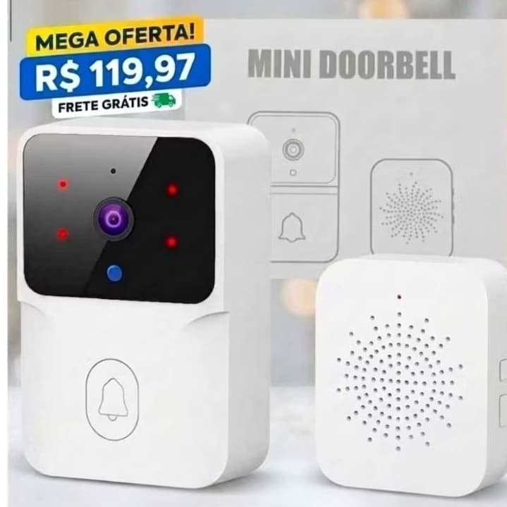 Campainha Inteligente Wi-fi Com Camera Vídeo Hd Visão Noturna Mini Doorbell T&Z X9