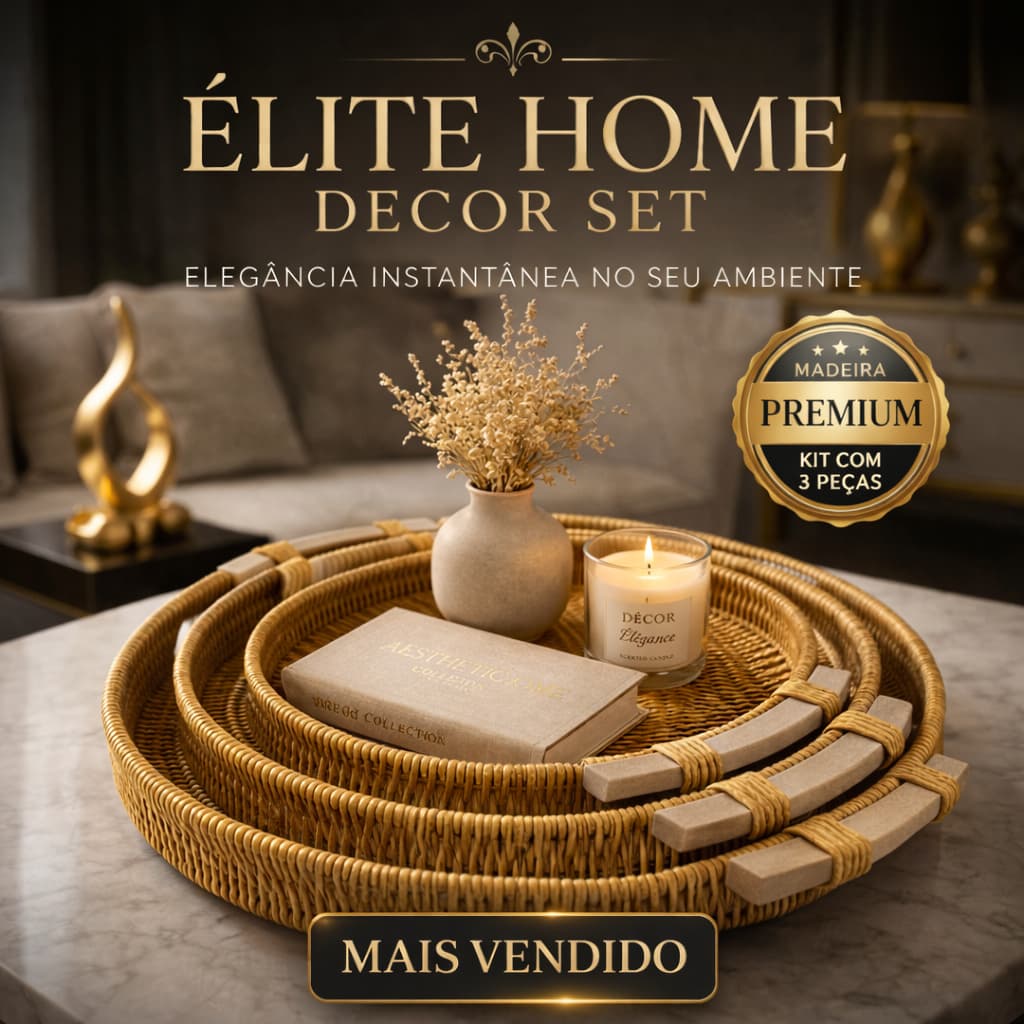 Kit 3 Bandejas Decorativas Luxo em Madeira | Transforme sua Casa com Elegância e Praticidade