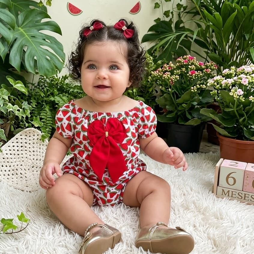 Conjunto Bebe Algodão Menina, Conjunto Cropped Verão, Temático Fresquinho