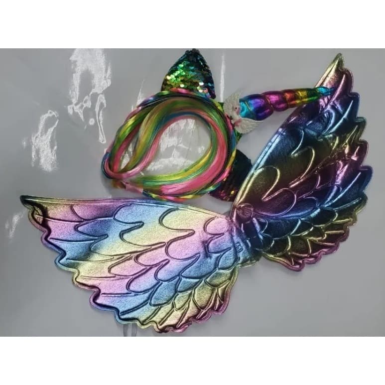 Fantasia de Unicornio Fantasia Infantil tiara+asa  Infantil De Anjo  Metalizada Festas