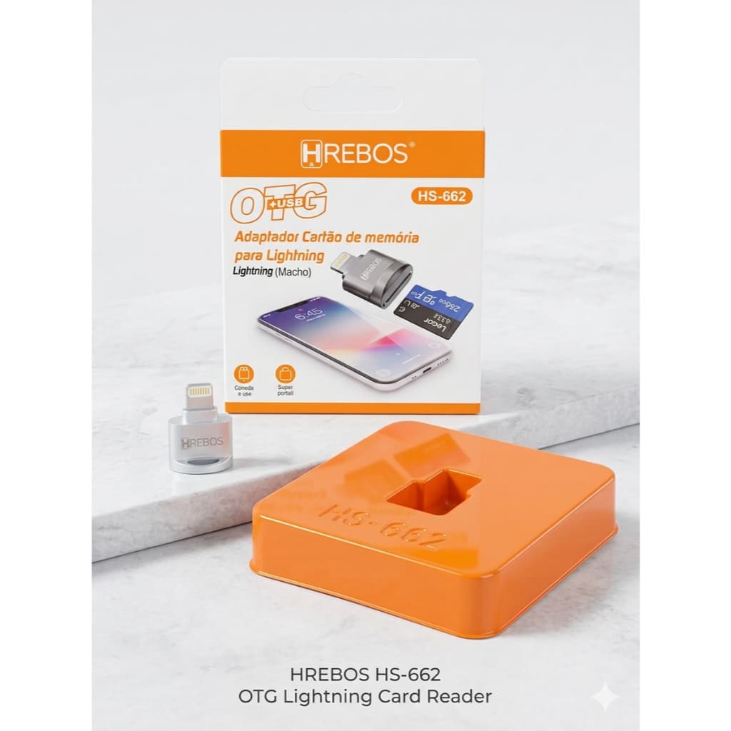 Adaptador OTG Lightning para USB iPhone Hrebos HS-662 | Pen Drive e Cartão de Memória