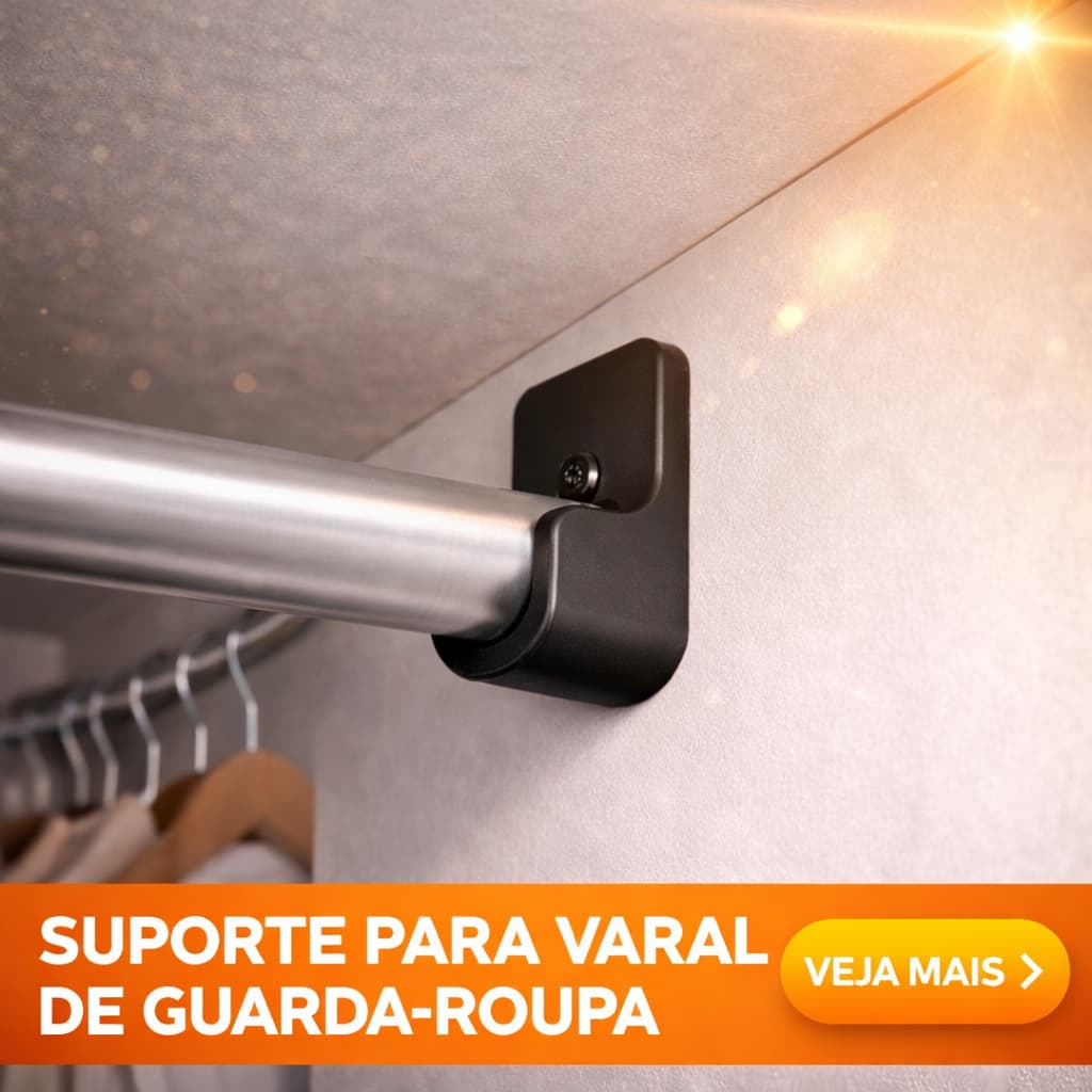 Suportes Para Cabideiro de Guarda-Roupa + Parafusos | Suporte Lateral Plástico Resistente para Tubo