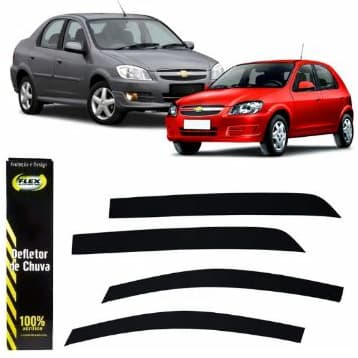 Calha Defletor de Chuva Chevrolet Celta 2000 a 2015 e Prisma 2002 a 2012 4 Portas Acrílico Fumê Ecoflex