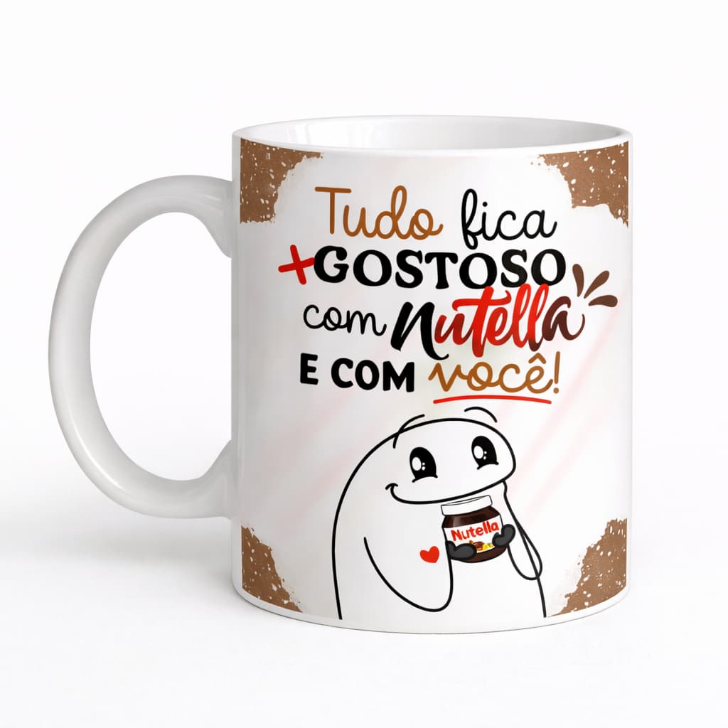 Caneca Frase Criativa Pascoa Esposa Tudo Fica Mais Gostoso Com Nutella E Com Voce