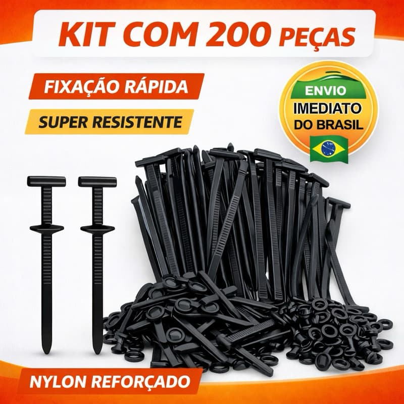 Abraçadeira Automotiva Fivela Nylon Com Trava Reforçada Kit 50 100 200 Peças Fixação Carro Universal
