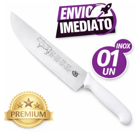 Faca De Carne Top Chef ''10''  Faca Açougueiro Profissional – Aço Inox, Alta Durabilidade!