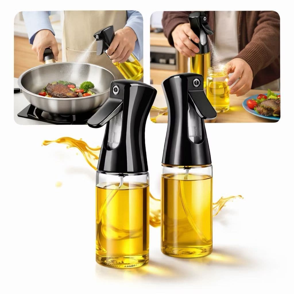 Kit Borrifador de Óleo Spray 2 em 1 | Dosador para Cozinha | Vidro + Bico Pulverizador | Ideal para Air Fryer e Panelas