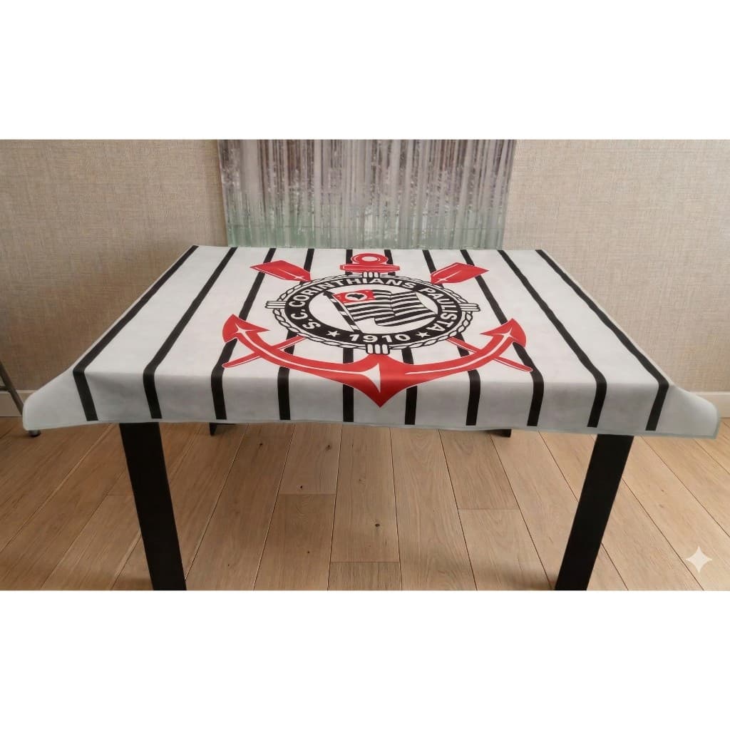 Corinthians | Decoração de festa | Toalha de mesa TNT Temática 1,40 m X 1,00 m | Painel de parede