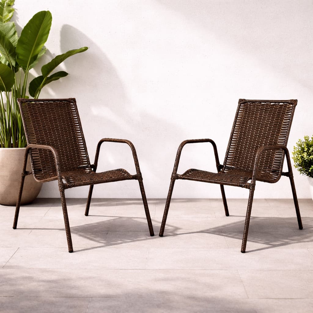 Kit 02 Cadeiras Para Varanda Reforçada com Junco Sintetico e Aço Alpendre  Fio Jardim Área de Lazer Externa