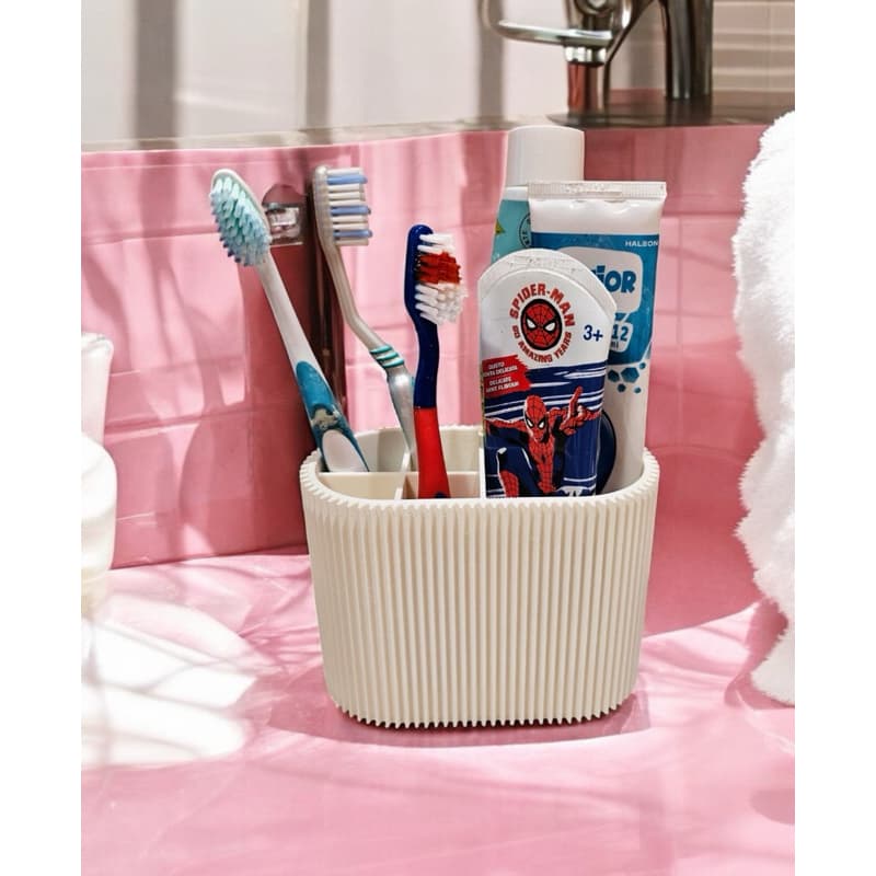 Porta Escova de Dente Organizador Banheiro 5 Divisórias | Porta Pasta Dental | Suporte Escovas