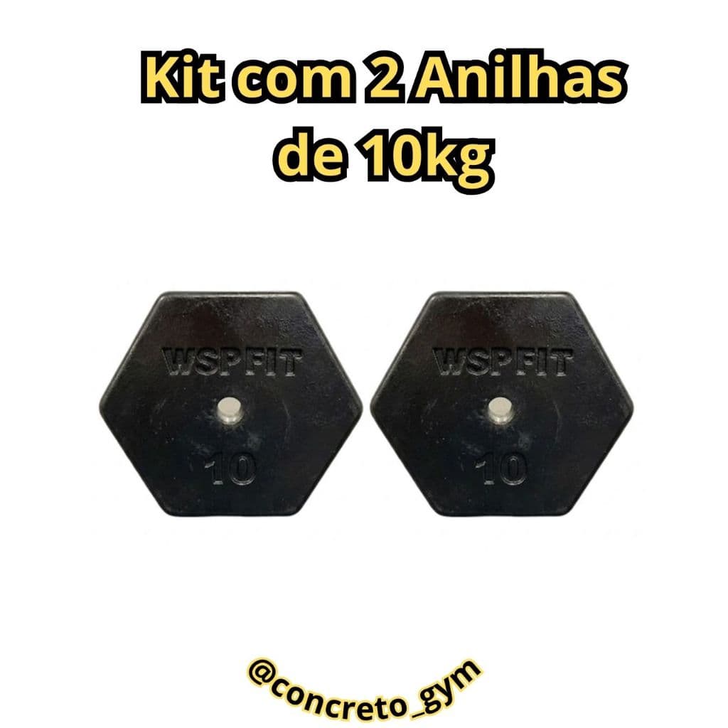 Par de Anilhas 10kg - De cimento - Anilhas de treino - 2 Anilhas de 10 kg - 20kg bruto