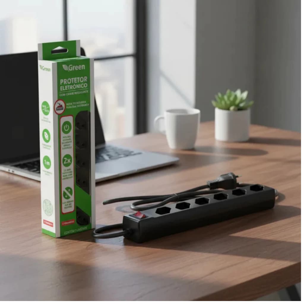 Filtro de Linha 5 Tomadas 110/220V Protetor Eletrônico