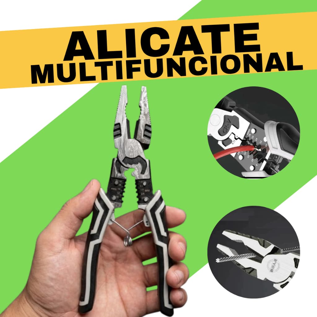 Alicate TITANIUM Universal Multifuncional Diagonal Corta E Desencapa Fio Eletricista Profissional Universal