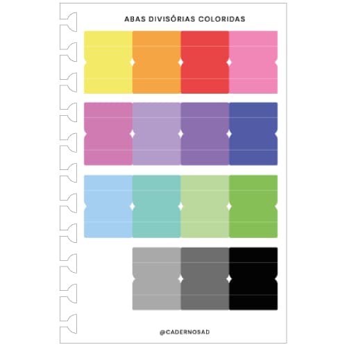 Cartela de Adesivos Abas Divisórias Coloridas Reposicionável Mini