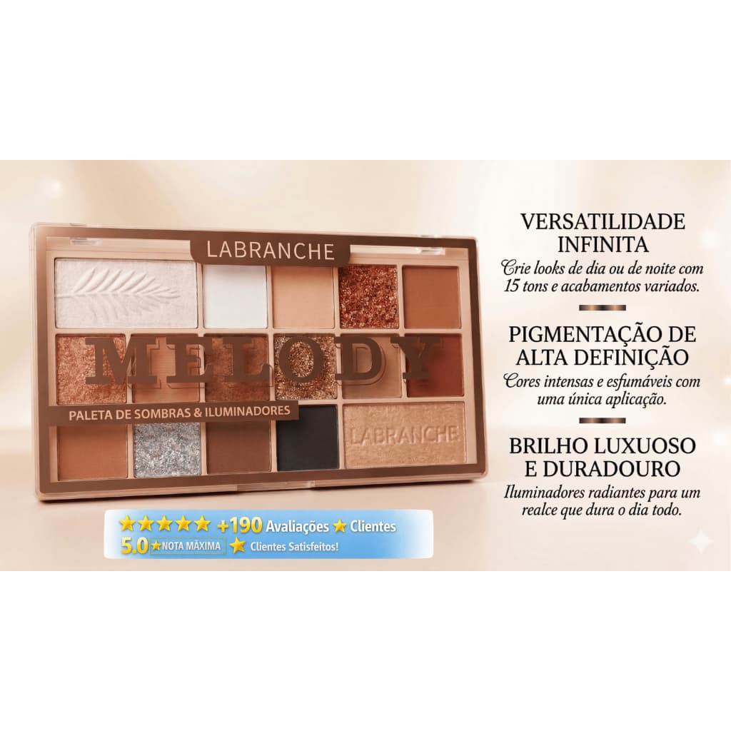 Paleta de Sombras e Iluminador Labranche Melody Profissional Alta Pigmentação Glitter e Matte Envio Imediato (A)