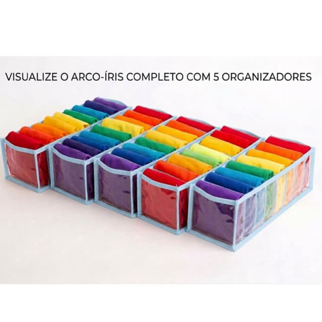 Kit 05 Colmeias Organizador Transparentes Azul bebê P Gavetas, Closet