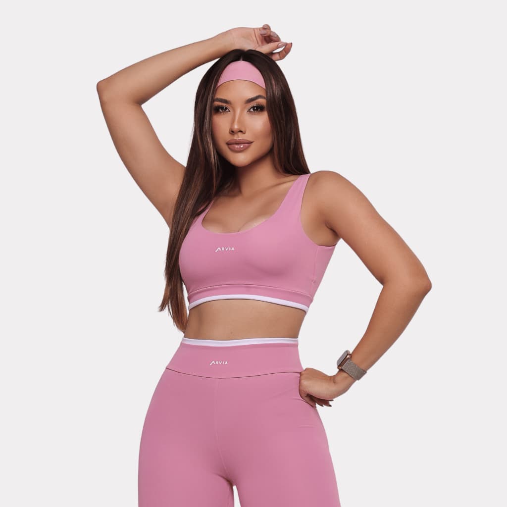 Conjunto Fitness Feminino de  Academia  Top e Legging Cintura Alta Suplex Soft em Poliamida Premium Zero Transparência