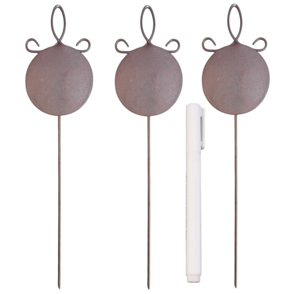 Kit Plaquinha Redonda Personalizável Jardim Decoração Aço Corten Coroa