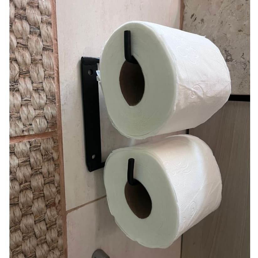 Suporte Porta Papel Higiênico Duplo de Parede - Sem Furos (Acompanha Dupla Face)