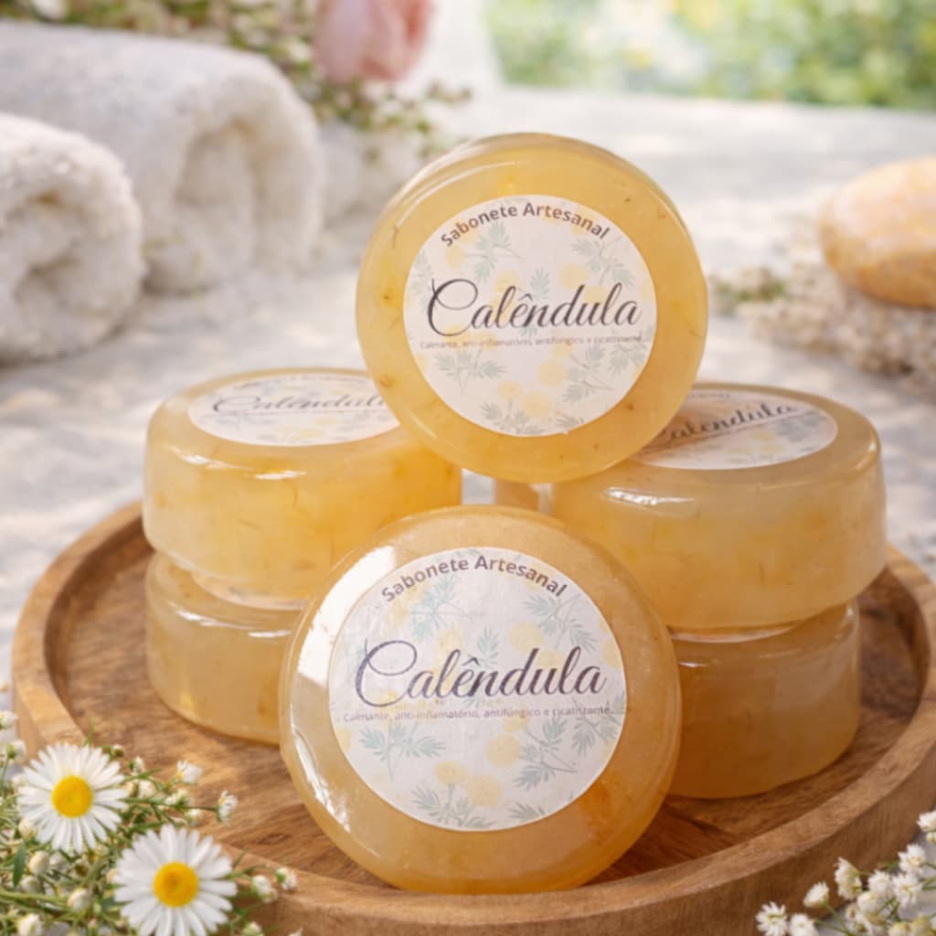 Sabonete de calêndula 70gr, calmante, antibactericida.