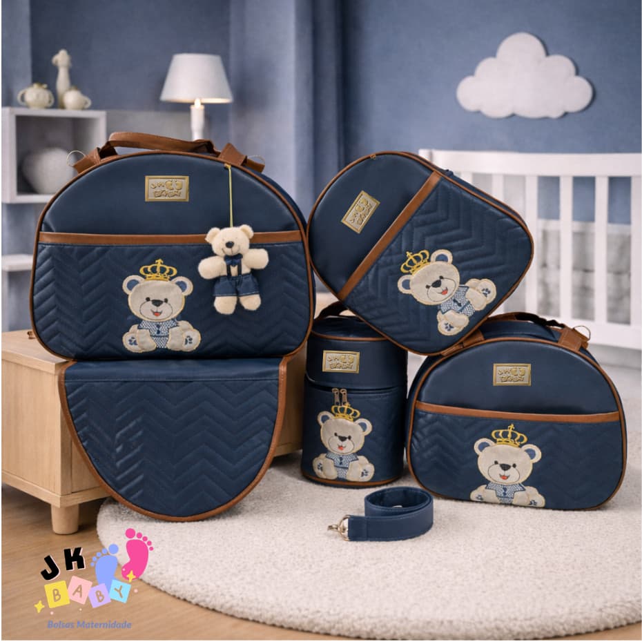 KIt Bolsa Maternidade 5 Peças Urso Grande Impermeável Enxoval