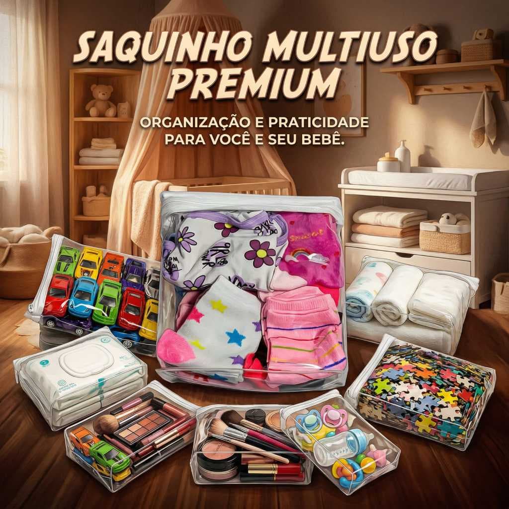 Kit 2/4/6/8/10 Saco Organizador necessaire Multiuso Transparente Porta Higiene Maquiagem Roupas Brinquedos e Viagem