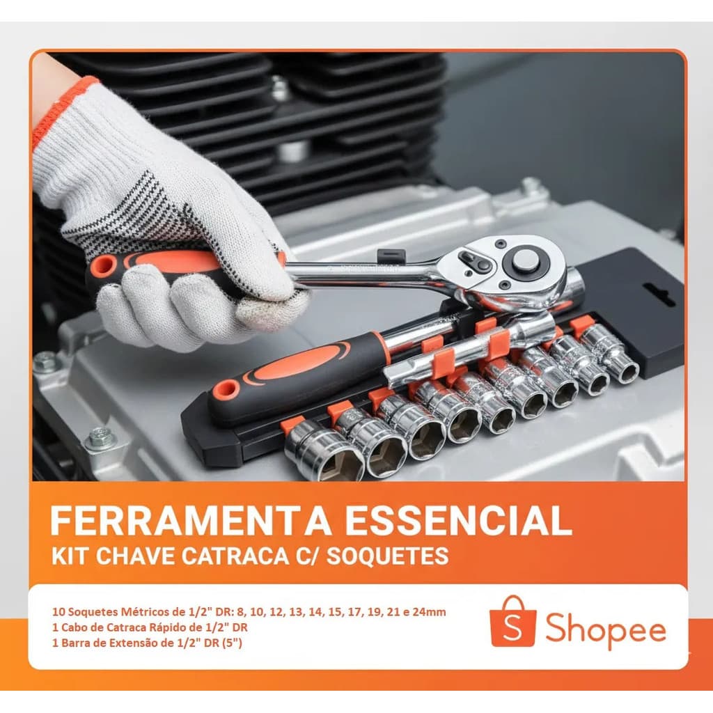 Chave Catraca Reversível com Soquetes e Extensão 1/2
