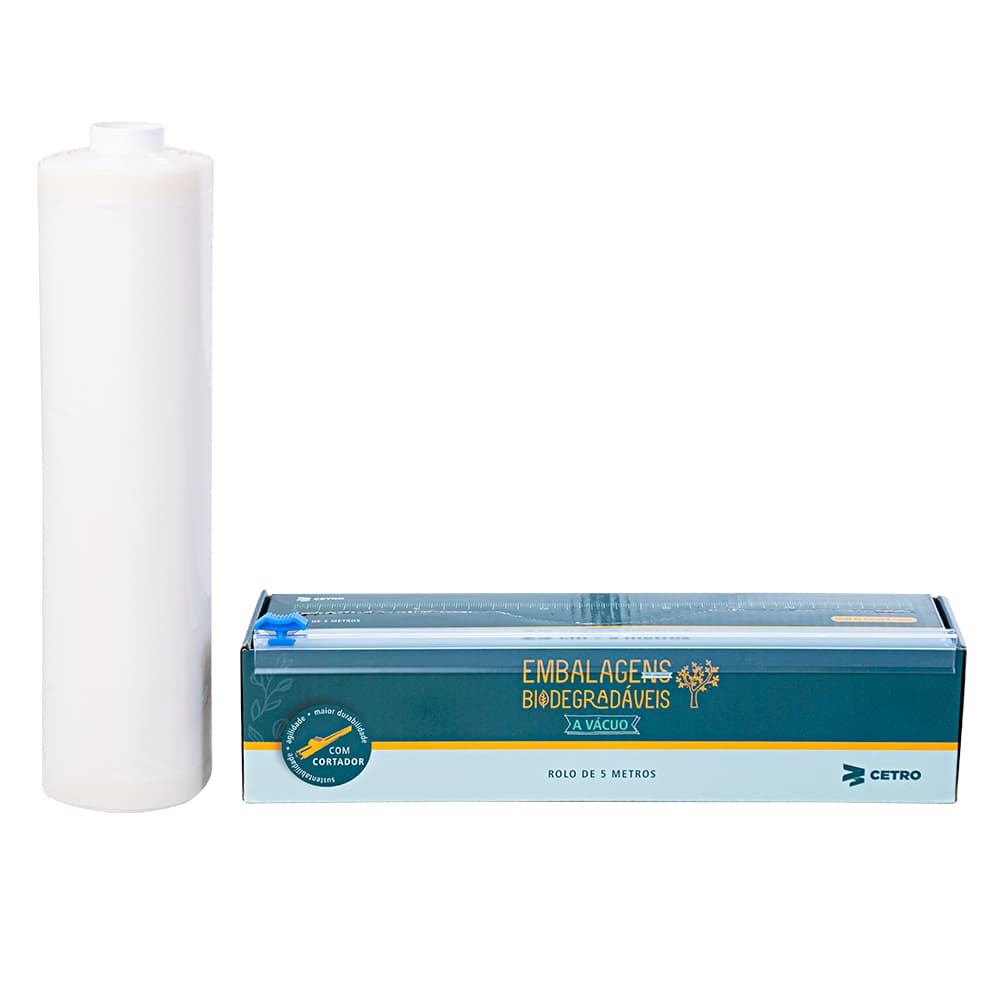 Embalagem a Vácuo Biodegradável 25x500cm Gofrada em Rolo e Caixa com Cortador - Cetro