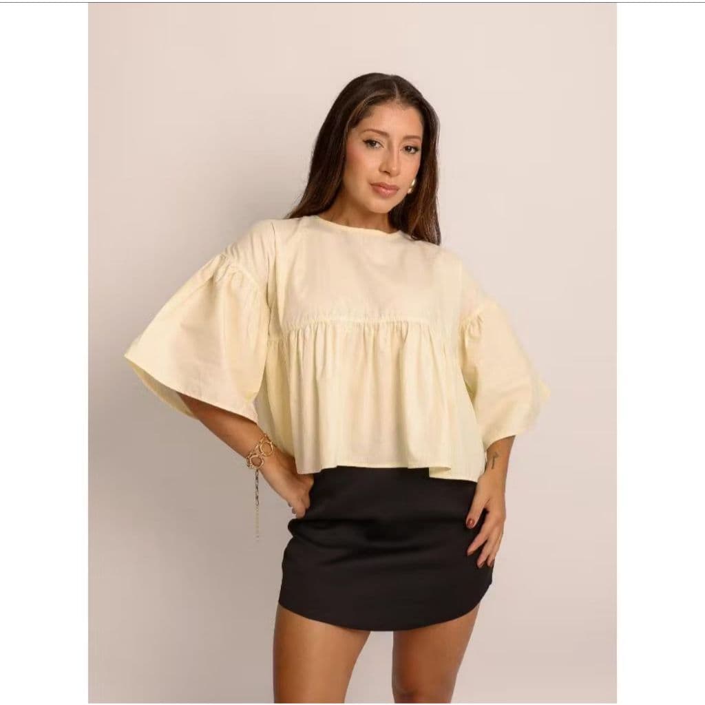 Blusinha Feminina Cropped Largo Franzido
