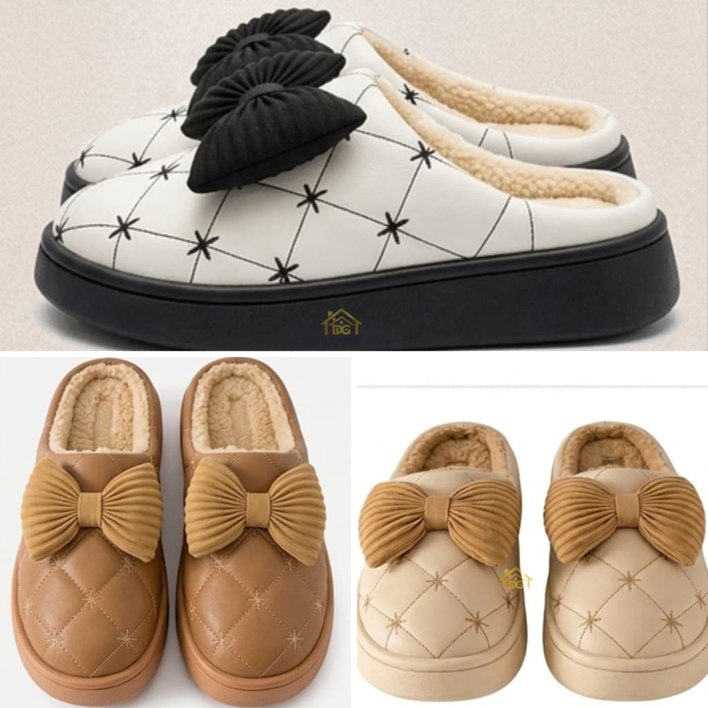 Pantufa Feminina Masculino Forrado Sola Antiderrapante Laço Sintetico
