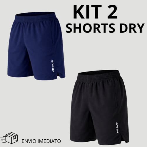 KIT 2 SHORTS DRY MICROTEC COMFORT ESTILO ESPORTIVO MASCULINO